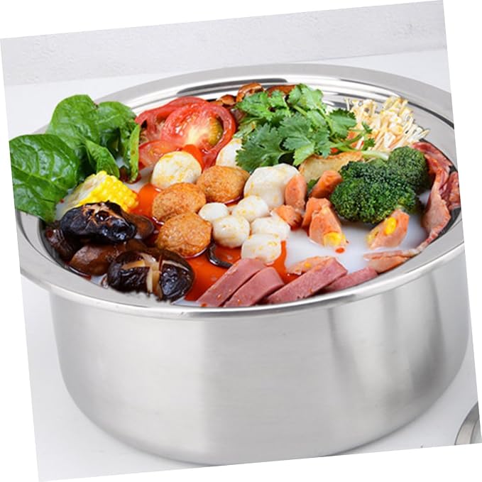1pc Food-grade Stainless Steel Hot Pot for Induction Cooker Stewpot Without Lid for Dining and