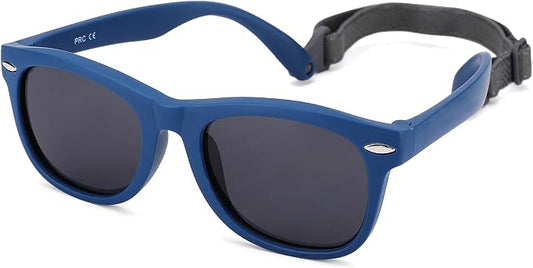 Polarized Baby Sunglasses with Strap - Unbreakable Flexible Infant Sunglasses for Toddlers Age 0-24 Months