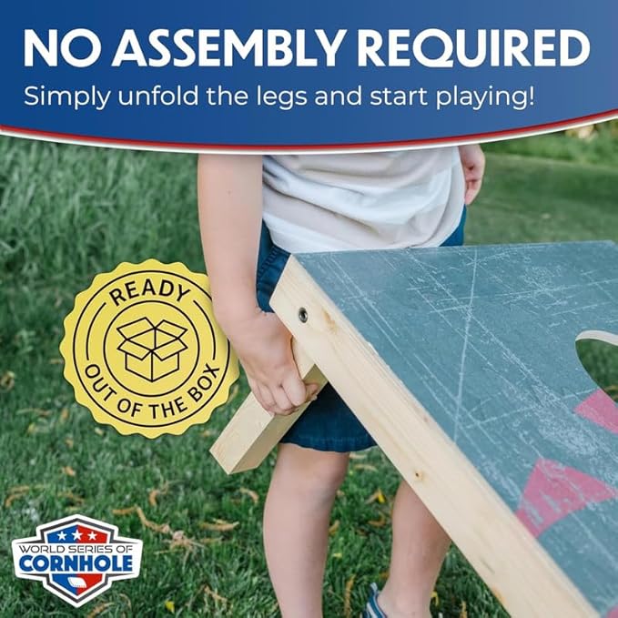 World Series of Cornhole Regulation Size Cornhole Boards - Lightweight & Durable All-Wood Construction | Backyard Bean Bag Toss Set | Outdoor Game for Tailgates & BBQs