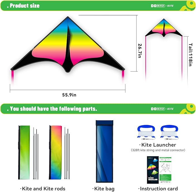 Delta Kite for Kids & Adults, Extremely Easy to Fly Kite, Suitable for Family outings, Outdoor Games and activitie