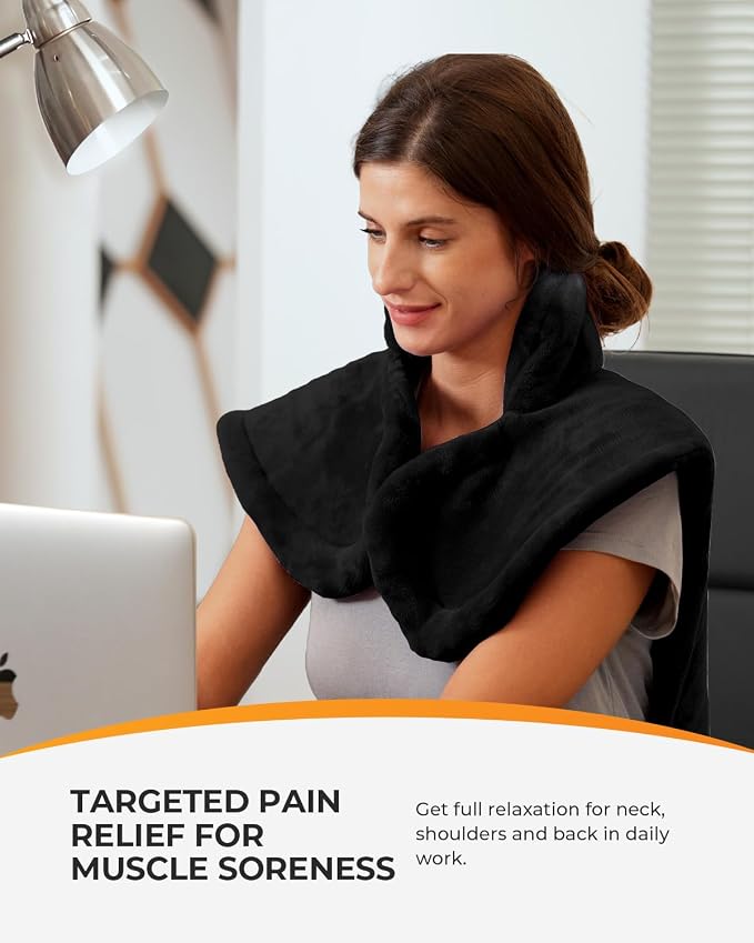 CooCoCo Heating Pad for Neck and Shoulders and Back Pain Relief, HSA Approved 24"x33" Electric Heat Pad, FSA Eligible Neck Heating Pad, Auto Shut Off, ETL Certified, Gifts for Mom Dad Women Men, Black