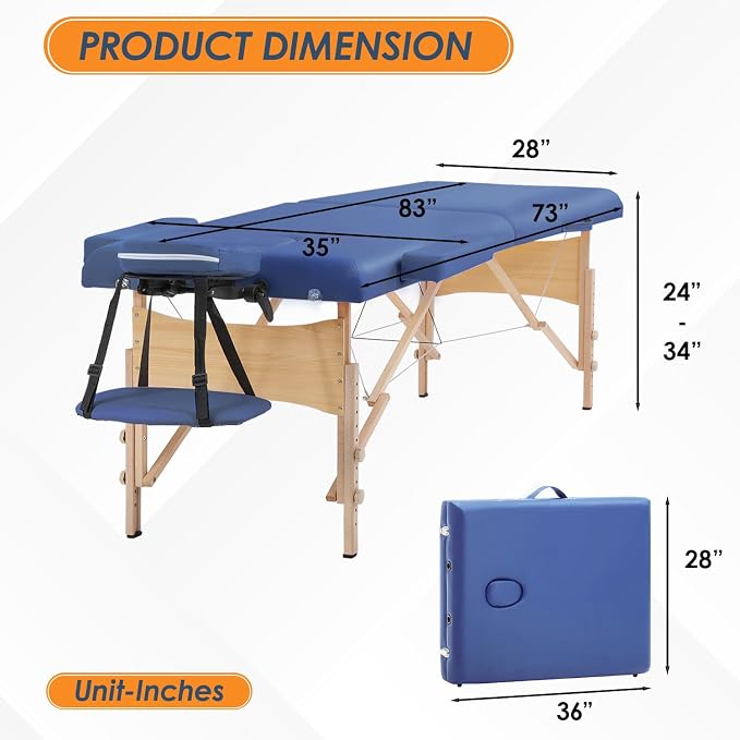 BestMassage Massage Bed Portable Massage Table 2 Folding Lash Bed Height Adjustable 28 Inch Wide Spa Table with Non-Woven Bag for Spa Footmassage Facial CareSpa Tattoo
