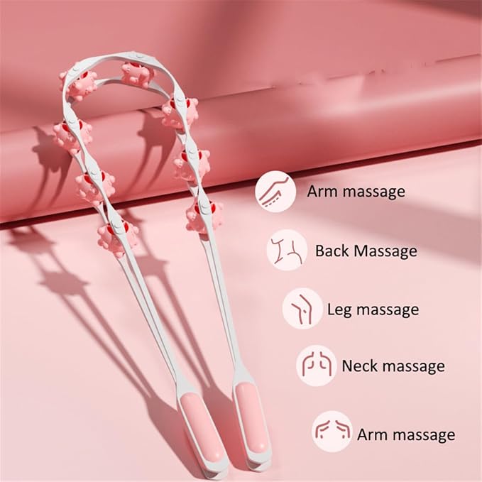 Back Massage Roller Rope, Manual Balll Pull Back Strap with 8 Rollers, Handheld Cellulite Self Massage Tool for Body Shaping, Leg Muscle Relief (Orange)