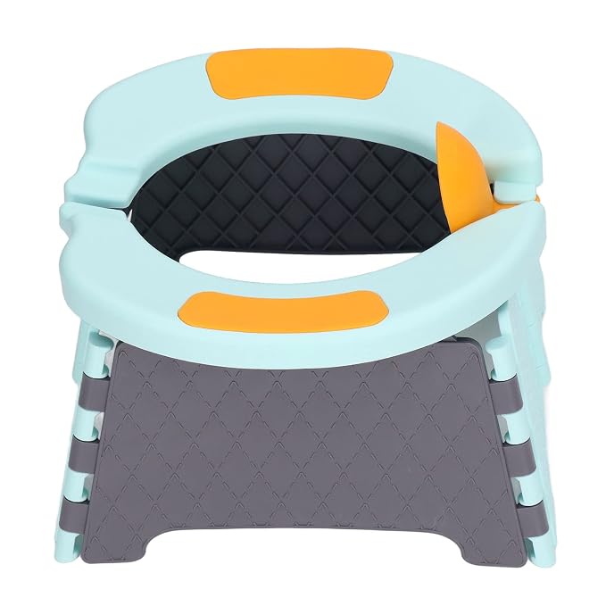 Foldable Toddler Toilet Portable Potty Training Seat with Bag Portable Car Baby Potty Chair for Indoor and Outdoor Travel Camping(Blue Hard Pad)