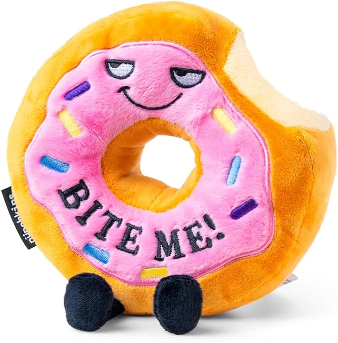 Donut Plushie - Bite Me Sassy Donut Plush, Gift for Friends, Food Plush Toy for Gifting