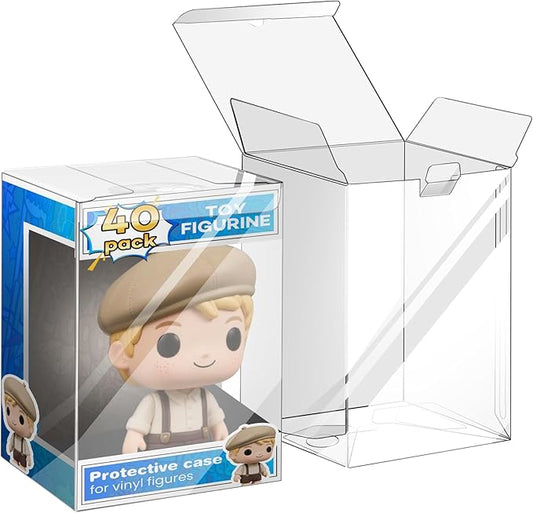 40 Pack Clear Protectors Case Compatible with Funko, 4" Pop Figures Case Protectors, 0.38mm Crystal Clear Display Cases for Collectibles with Locking Tab