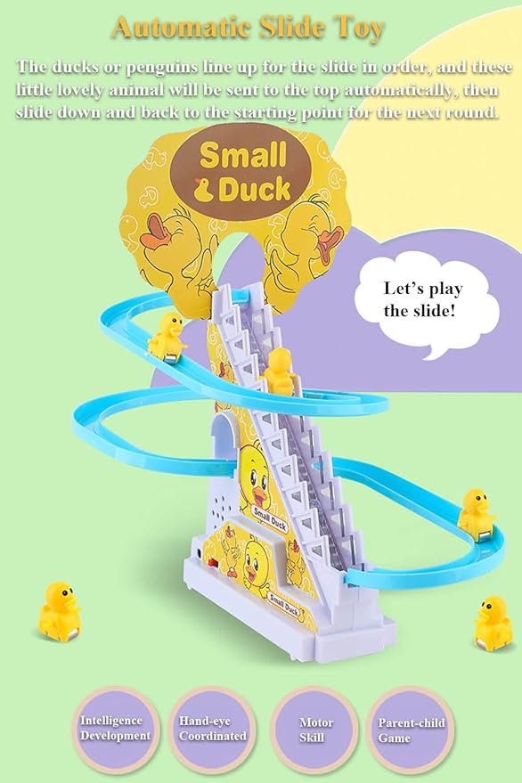 Penguin Slide Toy Set, Automatic Climbing Stairs with Music & Lights, Interactive Educational Playset for Boys Girls, Birthday Gift Idea (Penguin)