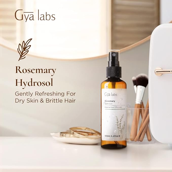 Gya Labs Rosemary Hydrosol - 3.4 Fl Oz - Hydrating Face & Body Mist for Skin Toner & Hair Refresher - As Pillow, Room & Linen Spray for Fresh Scent