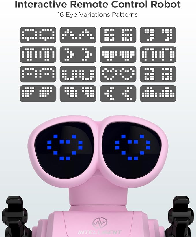Robot Toys for Kids, Rechargeable Remote Control Robot Toys with Walkie Talkies, Programming, Gesture Sensing, Music, Changeable Eyes Function, RC Robot Toys Gifts for 6-12 Year Old Boys Girls