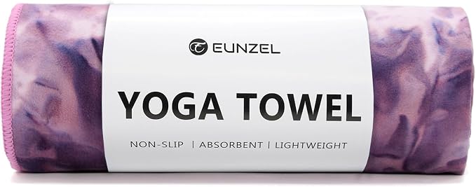 Eunzel Hot Yoga Towel Non-Slip Yoga Mat Towel Ultra-Absorbent Microfiber Towel for Hot Yoga, Pilates，Bikram and Workout 26.5"x 72"