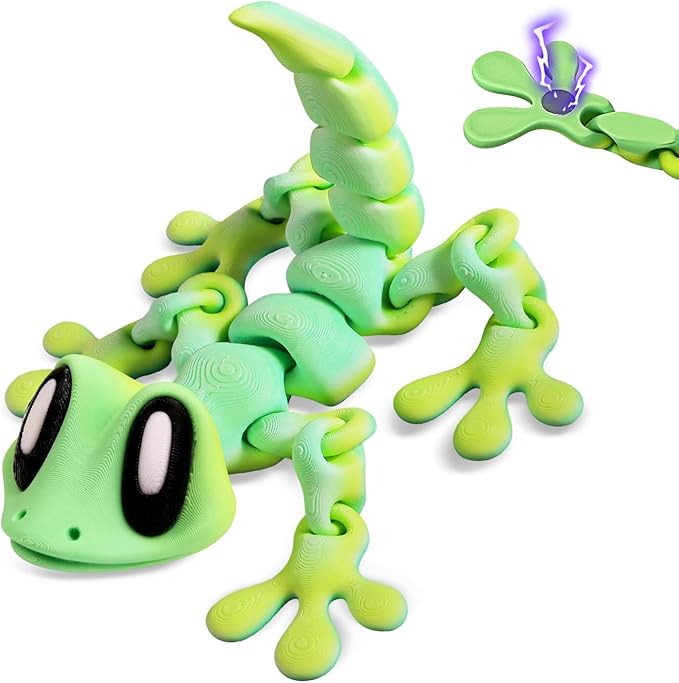 3D Printed Articulated Lizard, Flexible Dynamic Animals Toys, Full Articulated Toy with Magnets, Adults Fidget Toys for Autism ADHD, Home Office Decor, Festival Gifts (Green)