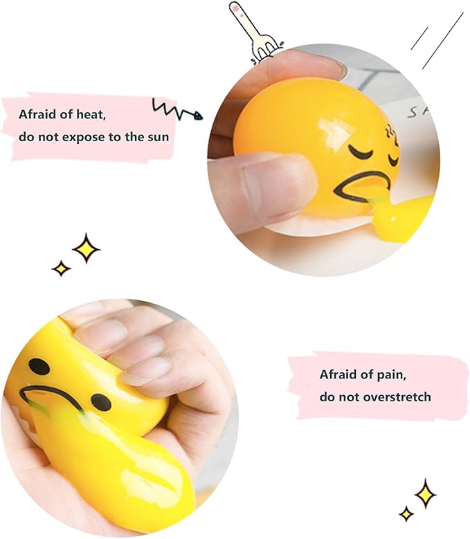 Vomiting Egg Slime Toy - Funny Prank Squeeze Stress Ball Puking Yolk, Novelty Fidget Relief Toy Gag Gift for Kids Adults, Christmas Stocking Stuffers & Birthday Parties