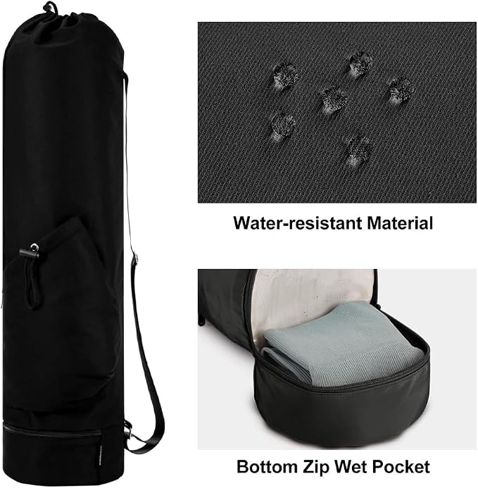 Yoga Mat Bag,Full Zip Cargo Yoga Mat Carrier Bag with Drawstring Water Bottle Pocket,Exercise Yogas Mats Carrier Holder for Women & Men