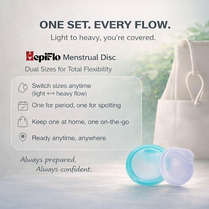 Menstrual Disc Combo – Reusable Disc in 2 Sizes (Small & Large) – Medical-Grade Silicone, Leak-Free, Non-Toxic, 12-Hour Wear, Easy Removal Pull Tab, Eco-Friendly Period Solution