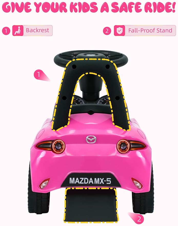 HEIMILI Kids Push Car,Foot-on-Floor Toy, Ride-On Toy with Anti-Slip Wheels, Bumper Guards for Fun & Safety (Pink)