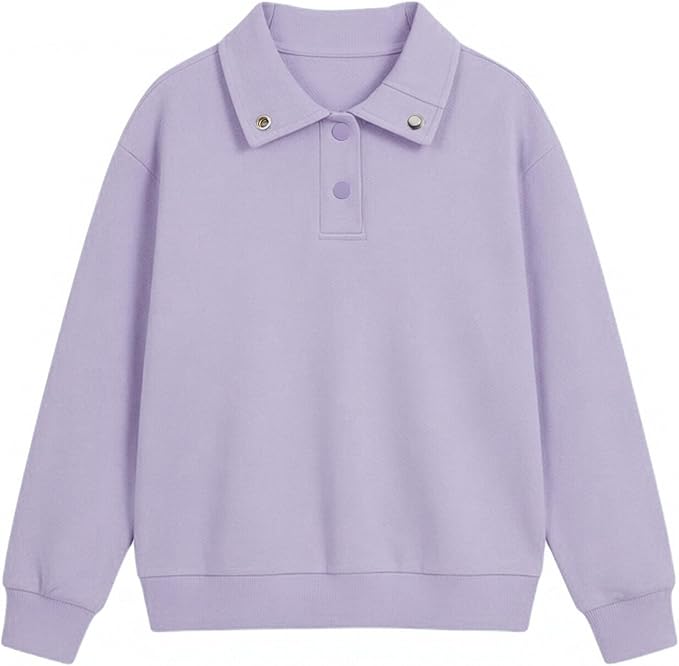 Girls Long Sleeve Collared Shirt Button Down Mock Neck Sweatshirt Athletic Cycling Clothing for Kids 5-14Years