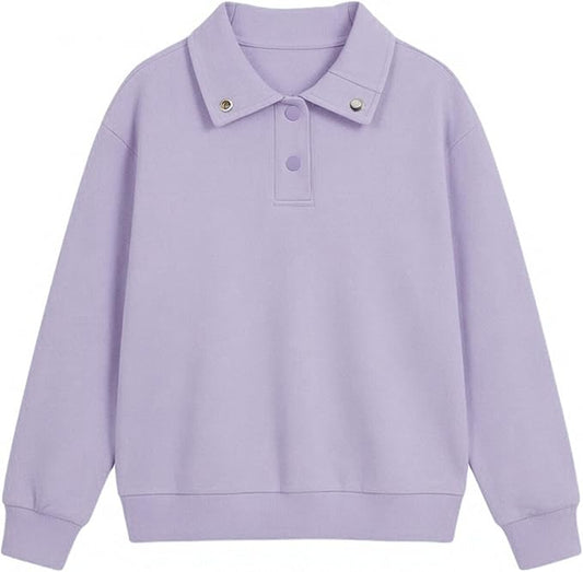 Girls Long Sleeve Collared Shirt Button Down Mock Neck Sweatshirt Athletic Cycling Clothing for Kids 5-14Years