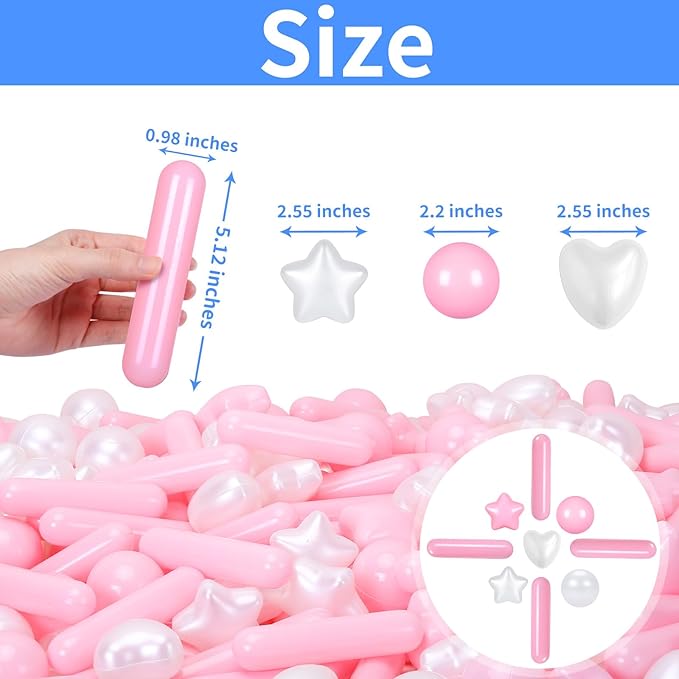 STARBOLO Ball Pit Balls for Toddlers - Macaron Ball Pit Balls, 4 Shapes Crush Proof Plastic Toy Balls for Toddlers Ball Pits, Ball Pit Play Tent, Baby Pool Water Toys,500pcs