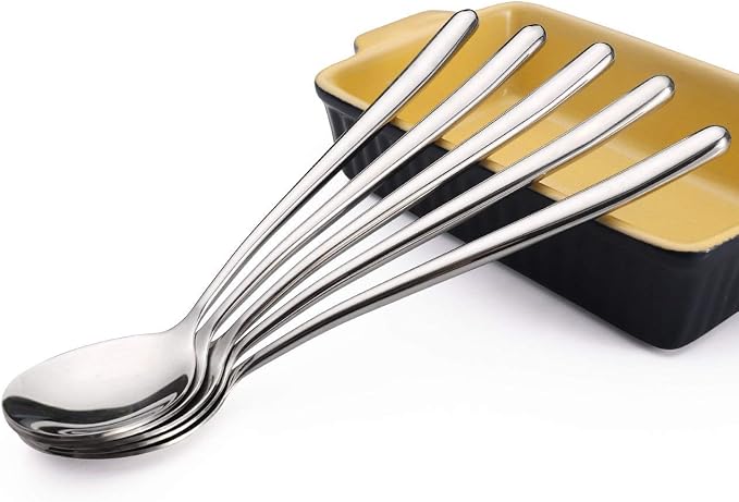 Miupoo Korean Soup Spoons Stainless Steel Long Handle Tablespoon Pack of 5