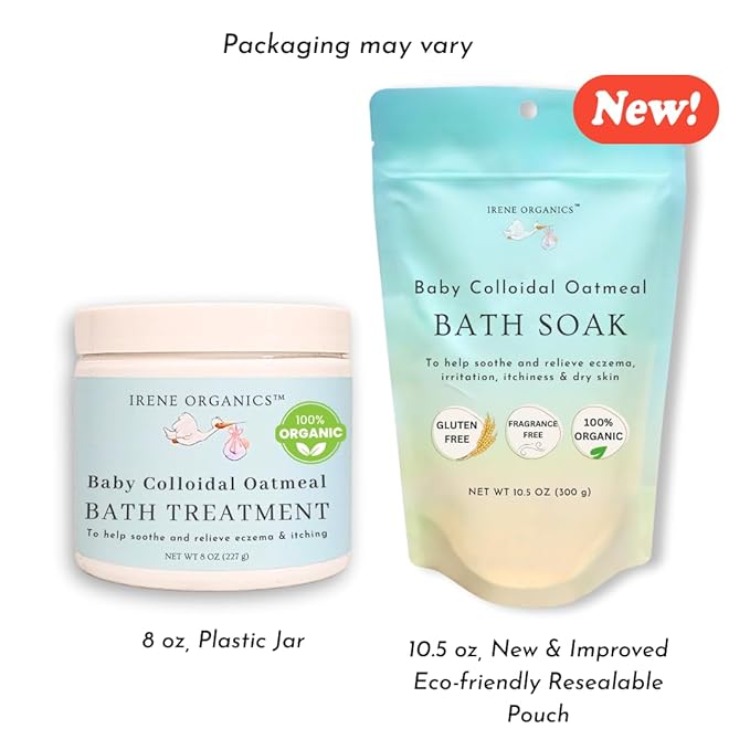 Oatmeal Baby Bath Powder by Irene Organics with Colloidal Oatmeal For Treatment of Eczema, Diaper Rash, Dry Skin and Irritation, Moisturizes and Soothes Baby’s Skin, 3 pack