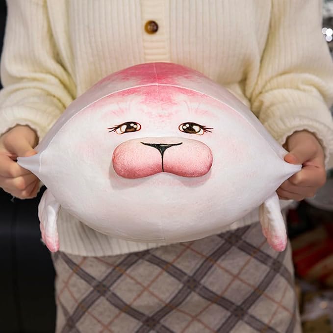 ELAINREN Ultra-Soft Pink Seal Plush Pillow Fluffy Sea Lion Stuffed Ocean Toy Lovely Marine Walruses Plushie Cushion Decor Gifts/15.7''