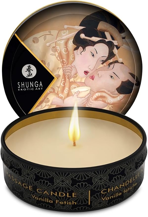 Shunga Japanese Massage Candle, Vanilla, Couples Valentines, 1 Ounce