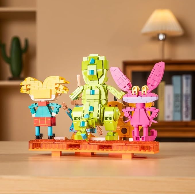 Brickcraft Nickelodeon 90s Brick Building Set 833-Piece Kit to Build Reptar, Arnold, Catdog, Ickis, Rocko Posable Figures for Display & Play Retro Holiday for Kids & Collectors Ages 12+