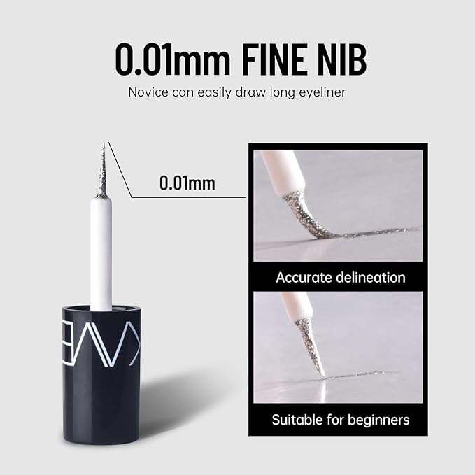 Glitter Liquid Eyeliner Colorful Set, 5 Colors Metallic Shimmer White Black Silver Gold Grey Eyeliner Waterproof Long Lasting Sparkle Glitter Liquid Eyeshadow Dazzling Valentines Eye Makeup for Women