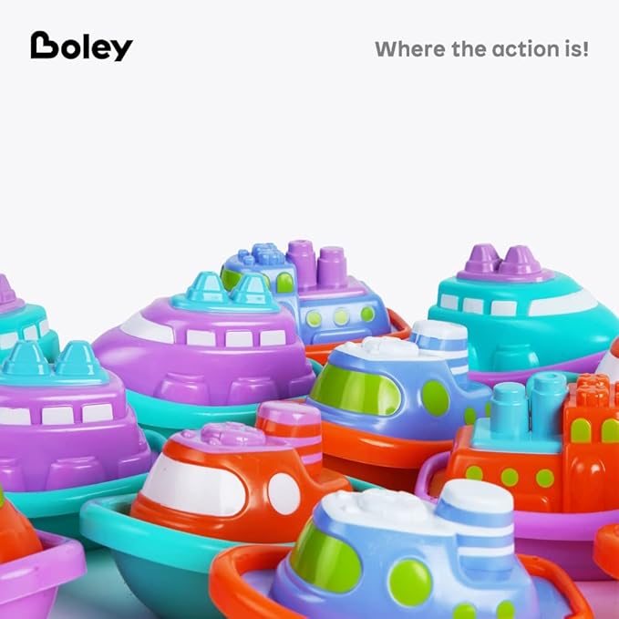 Boley Boats Bathtub Toys - 12 Pk Kids Bath Toys for Toddlers Ages 3+