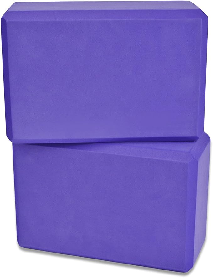 YogaAccessories High Density and Lightweight Foam Yoga Blocks - Strength and Flexibility Aid (Set of 2)