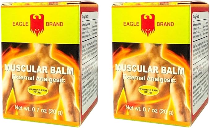 2 Packs - Yellow Muscular Balm Essential Oil - Dau Cu La Vang Xoa Bop Co Bap Con O - 20g per Jar with 2 Jars per Order - Product of Indonesia