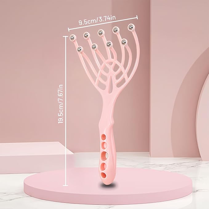 GSHOW 9-Finger Scalp Massager, Handheld Manual Head Scratcher with 360° Rotating Steel Beads, Waterproof Massage Tool for Hair Care, Itch Relief & Relaxation