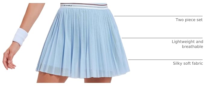 Mudere 2 Piece Golf Outfits for Women Tennis Skirt Set Built-in Shorts | Deep V-Neck Lapel, Silky Breathable High Stretch Fabric, Side Pockets, Activewear, Athletic Wear