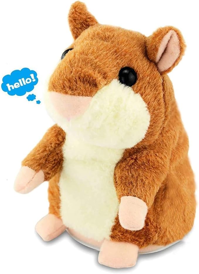 Talking Hamster, Interactive Stuffed Plush Animal Talking Toy Cute Sound Effects with Repeats Your Said Voice, Best Buddy for Kids Gift Age 3+ (Brown)