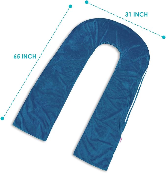 Meiz Full Body Pregnancy Pillow Cover – Pregnancy Pillow Case – Soft Velvet Maternity Body Pillow Replacement Cover - Fit 65" x 31" Pillow - King Size (Blue)