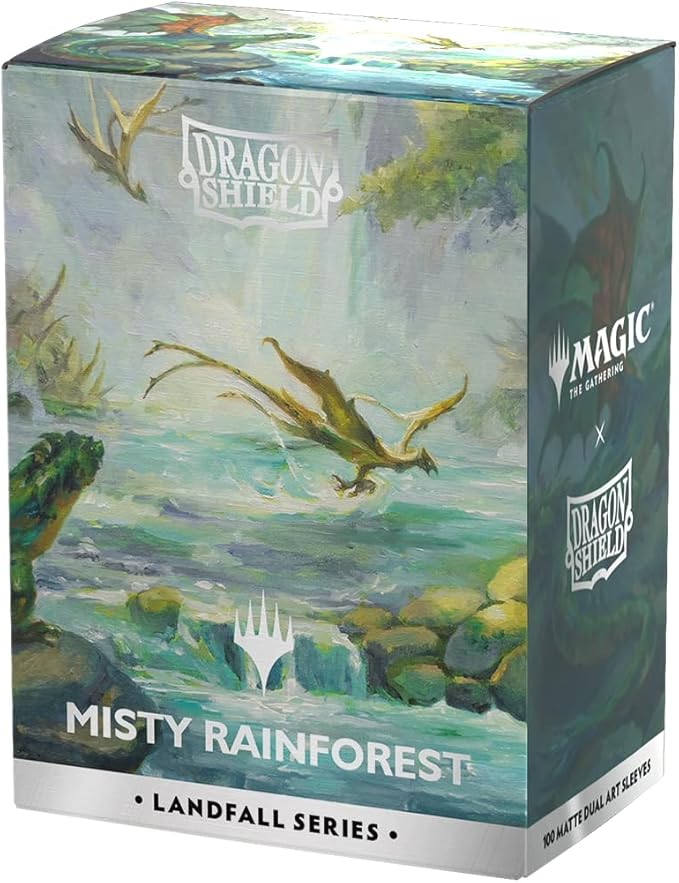 Dragon Shield | Matte Dual Art Sleeves | MTG Landfall Series | 100 CT - Smooth & Tough Premium TCG Sleeves | Compatible with Pokemon, One Piece & Magic the Gathering | Misty Rainforest
