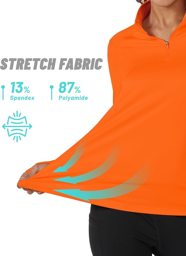 TACVASEN Women's Quarter Zip Sweatshirt Fleece Long Sleeve Workout Pullover | Lightweight Breathable Thermal Fabric,Mock Neck Design,Athletic Tops,Ideal for Gym Running Activities