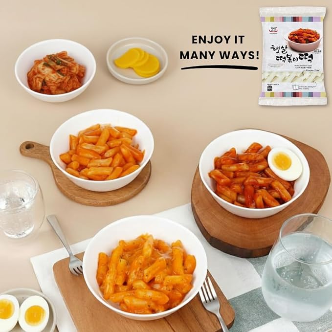 Matamun Korean Rice Cakes Tteokbokki Stick – 2 Packs, Includes 6 Single-Serve Packs, Gluten-Free, Vegan, Non-GMO, Chewy Rice Sticks for Korean Food, Rapokki, Asian Snacks (Stick)