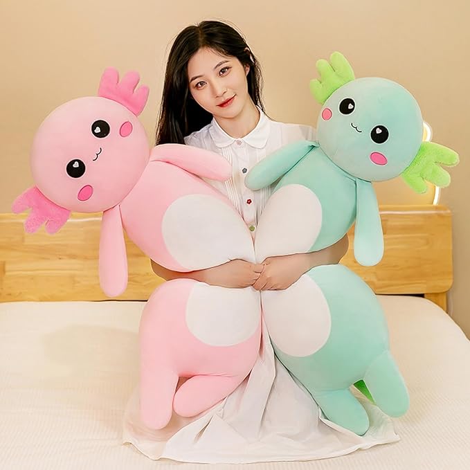 Long Axolotl Plush Pillow, Pink Axolotl Stuffed Animal for Girls and Boys Salamander Plush Toy Gift for Christmas (Pink, 80cm/31.49inch)