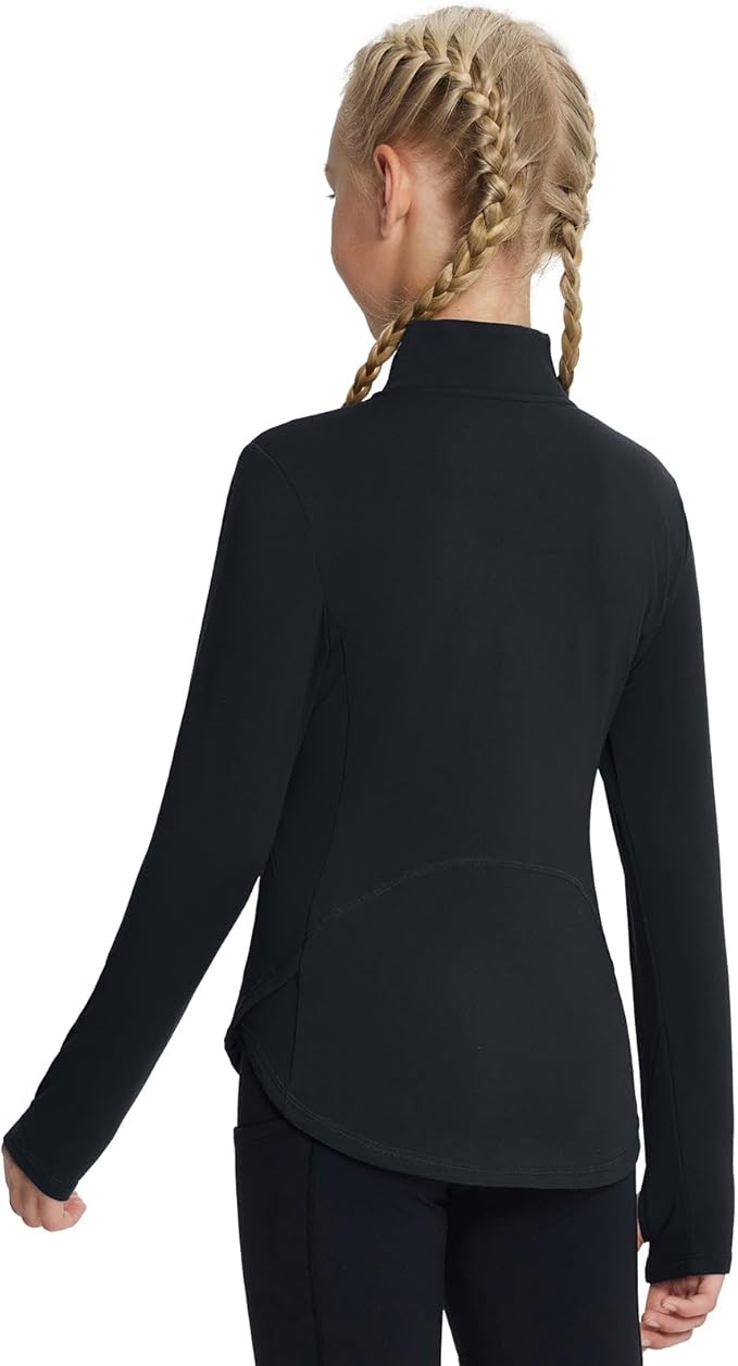 baleaf Girls Long Sleeve Shirts Fleece Jacket Fall Half Zip Pullover Kids Sweatshirts Athletic Thermal Coat