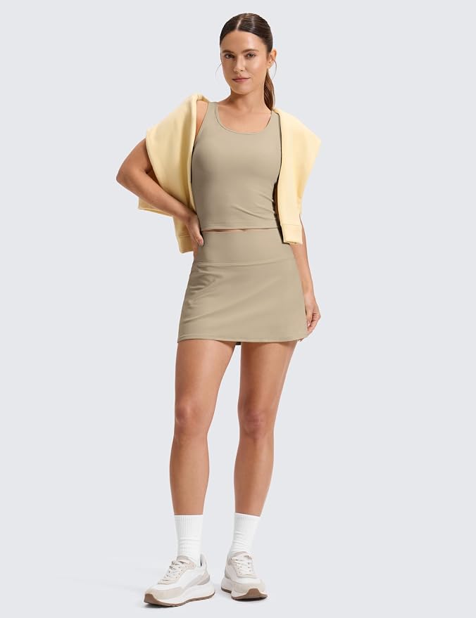 CRZ YOGA Butterluxe High Waisted Tennis Skirts | Built-in Shorts with Pockets, Extremely Soft, Casual, A Line, Stretchy, Mini, Skort for Women