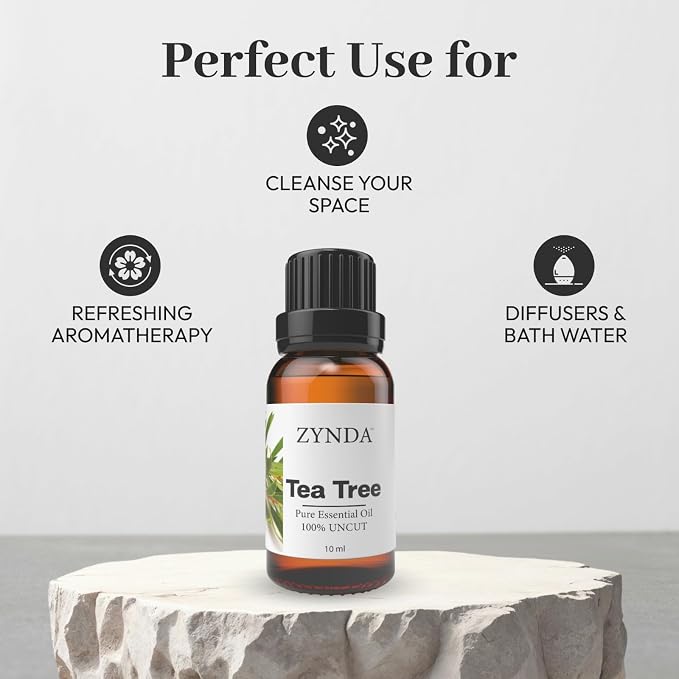 Tea Tree Essential Oil for Skin – 100% Pure & Natural | Organic Tea Tree Oil for Hair, Face & Scalp | Uncut • Raw • Very Potent Essential Oils for Daily Care, Aromatherapy & Refreshing Cleanse