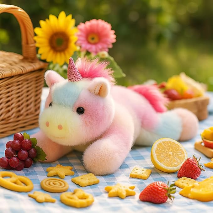 Adorable Rainbow Unicorn Stuffed Animal Soft Stress Relief Plush Toy Cute Birthday Gifts for Boys Girls Kids Toddlers