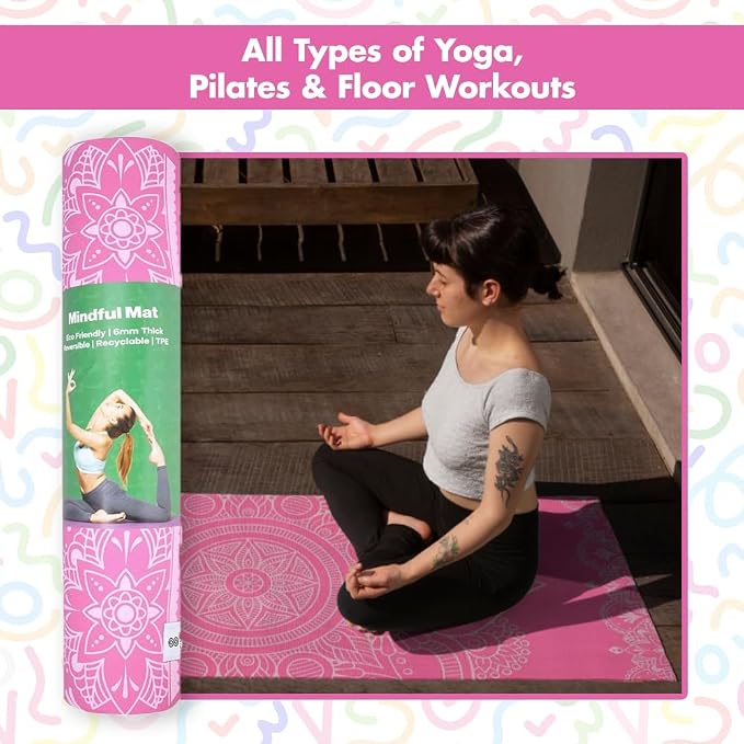 HOME ARCHIVE Premium Yoga Mat 6mm Print Reversible Extra Thick and Large Non Slip Exercise & Fitness Mat for All Types of Yoga Pilates & Floor Workouts (78" x 24" x 6mm Thick)