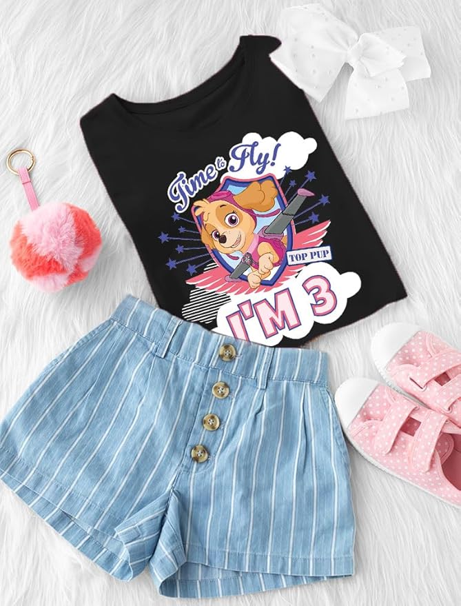 Tstars Skye Birthday Girl 3 Gifts for Three Years Old Bday Paw Patrol Theme Party Toddler Kids Girls Fitted T-Shirt A51144d