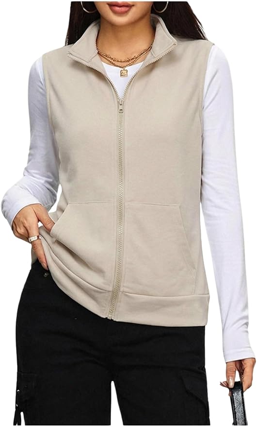 SOLY HUX Womens Zip Up Lightweight Vests Jackets Scrubs with Pockets | Casual, Sleeveless, Spring, Summer