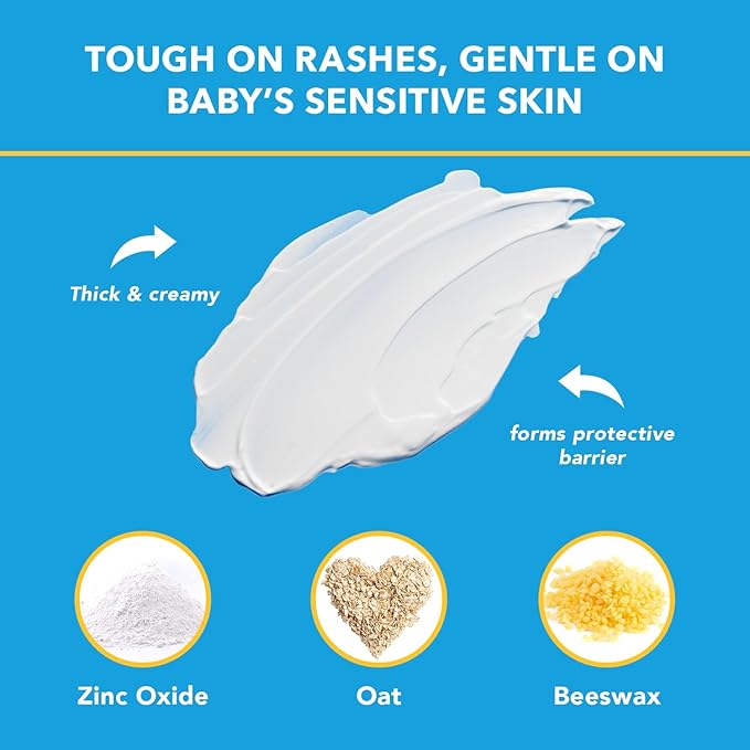 Triple Paste Diaper Rash Cream for Baby, 3 Oz (Pack of 2), Zinc Oxide Ointment Treats, Soothes & Prevents Diaper Rash, Pediatrician-Recommended & Hypoallergenic, Baby Essentials for Daily & Overnight