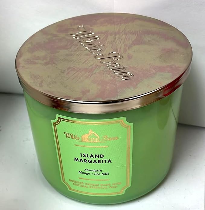 Bath and Body Works, White Barn 3-Wick Candle w/Essential Oils - 14.5 oz - 2021 Core Scents! (Island Margarita)