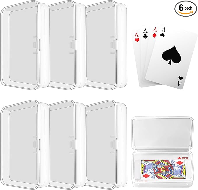 Blank Card Case, 6 Pack Clear Plastic Card Deck Box, Snaps Closed - Storage Box for Base Ball Trading Cards, Business Cards & More