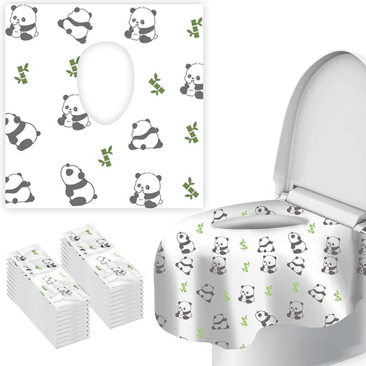 Upgraded Disposable Toilet Seat Covers (20 Pack) - Waterproof, Cute Panda Print, Travel-Friendly Individual Packs, Suitable for Kids & Adults, Perfect for Toddlers’ Potty Training in Public Restrooms
